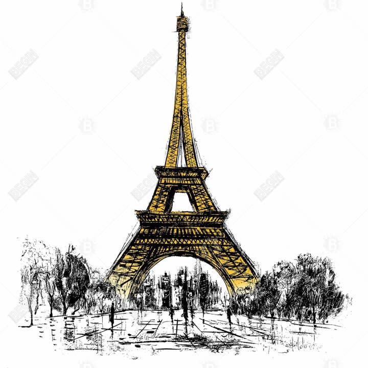 Red Outline of eiffel tour | Fine art print on canvas 24" x 24" for wholesale on Faire1