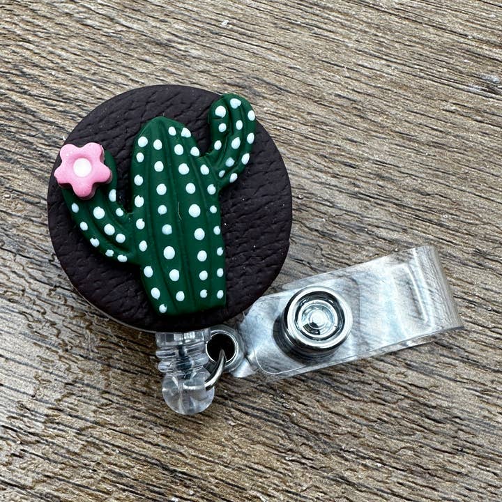 Making with Molli - Wholesale Badge Accessory - Women's - Polymer Clay Cactus ID Badge Reel