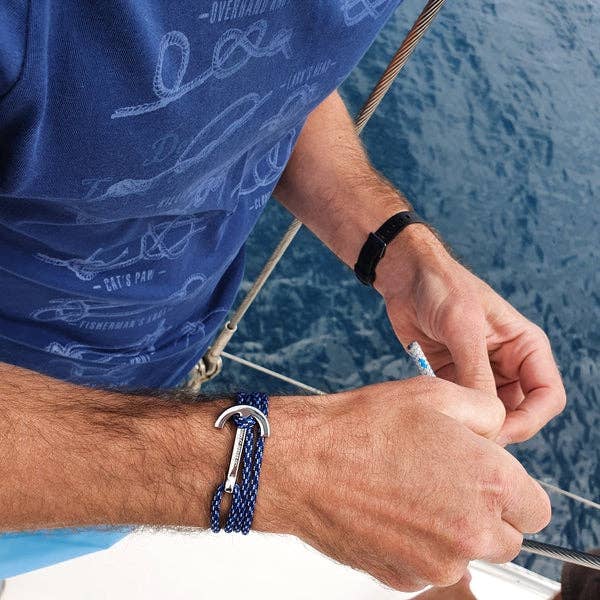 Break Time - Vente Bracelet tissé/tressé - Bracelet ancre camouflage bleu YACHT CLUB (YCB11)1