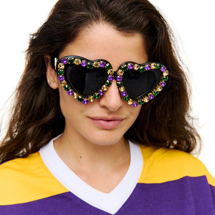 SongLily - Wholesale Sunglasses - Women's - Mardi Gras stone heart sunglasses2