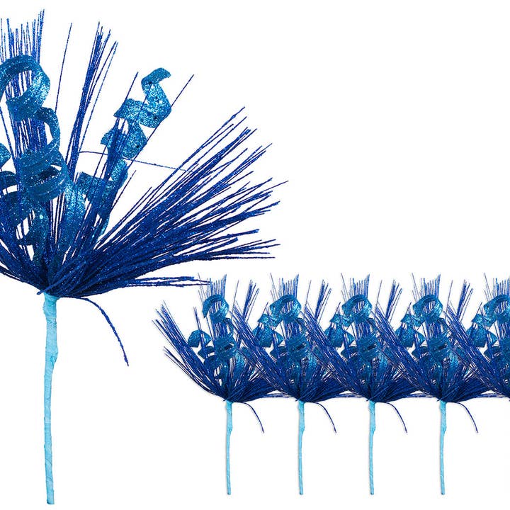 5 Pack of 18" Blue Spray Picks with Aqua Twist Accents and Glitter Enhancements for wholesale by Winterland Inc.