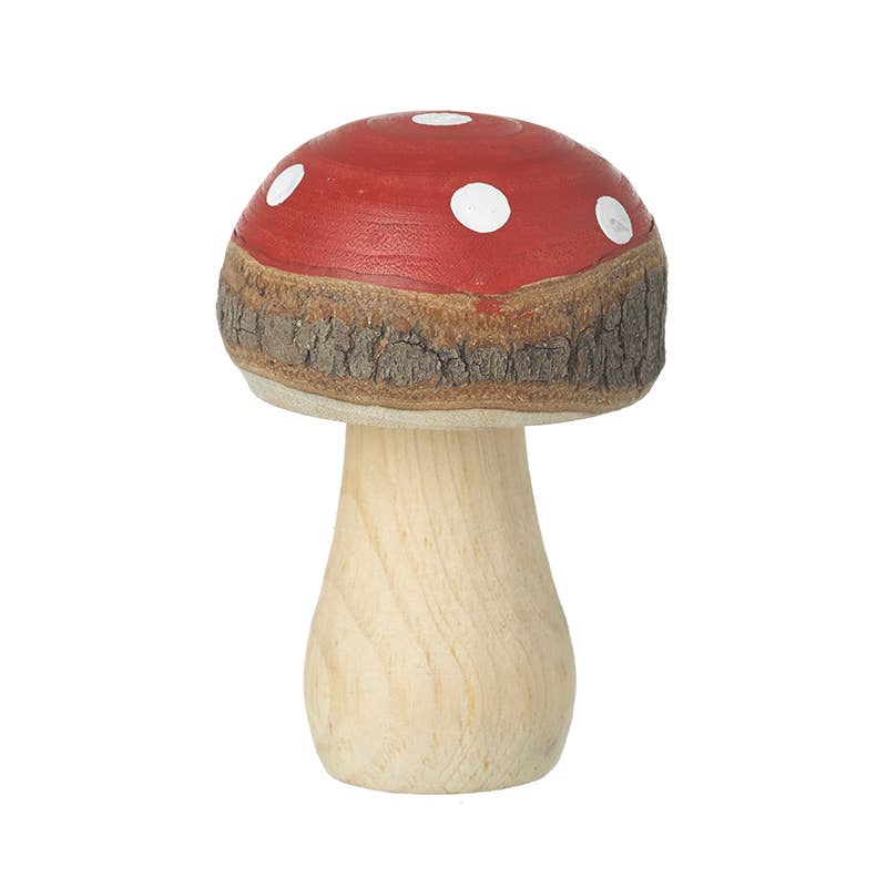 Heaven Sends – wholesale Decorative tabletop object – SML WOODEN RED SPOTTY TOP TOADSTOOL0