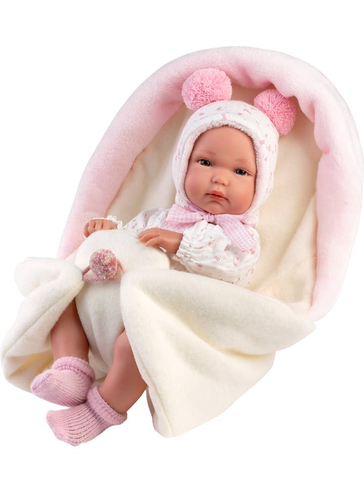 13.8" Anatomically-Correct Newborn Esmeralda w/ Sleeping Bag for wholesale by Llorens