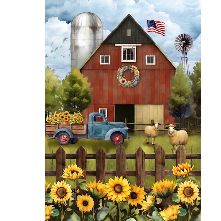 Briarwood Lane - Wholesale Flag - Sunflower Barn Garden Flag1