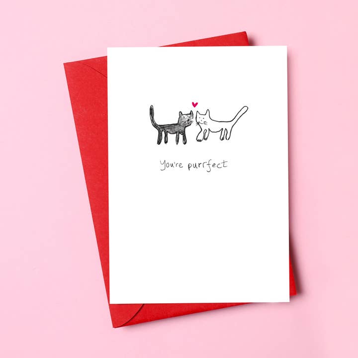 Valentine’s Day Card | You’re Purrfect | Black & White for wholesale by Happy Street