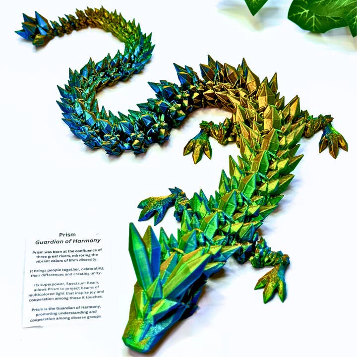 19IN Crystal Dragon Fidget Toy Decor, 3D Printed for wholesale by Dragon Fidgets