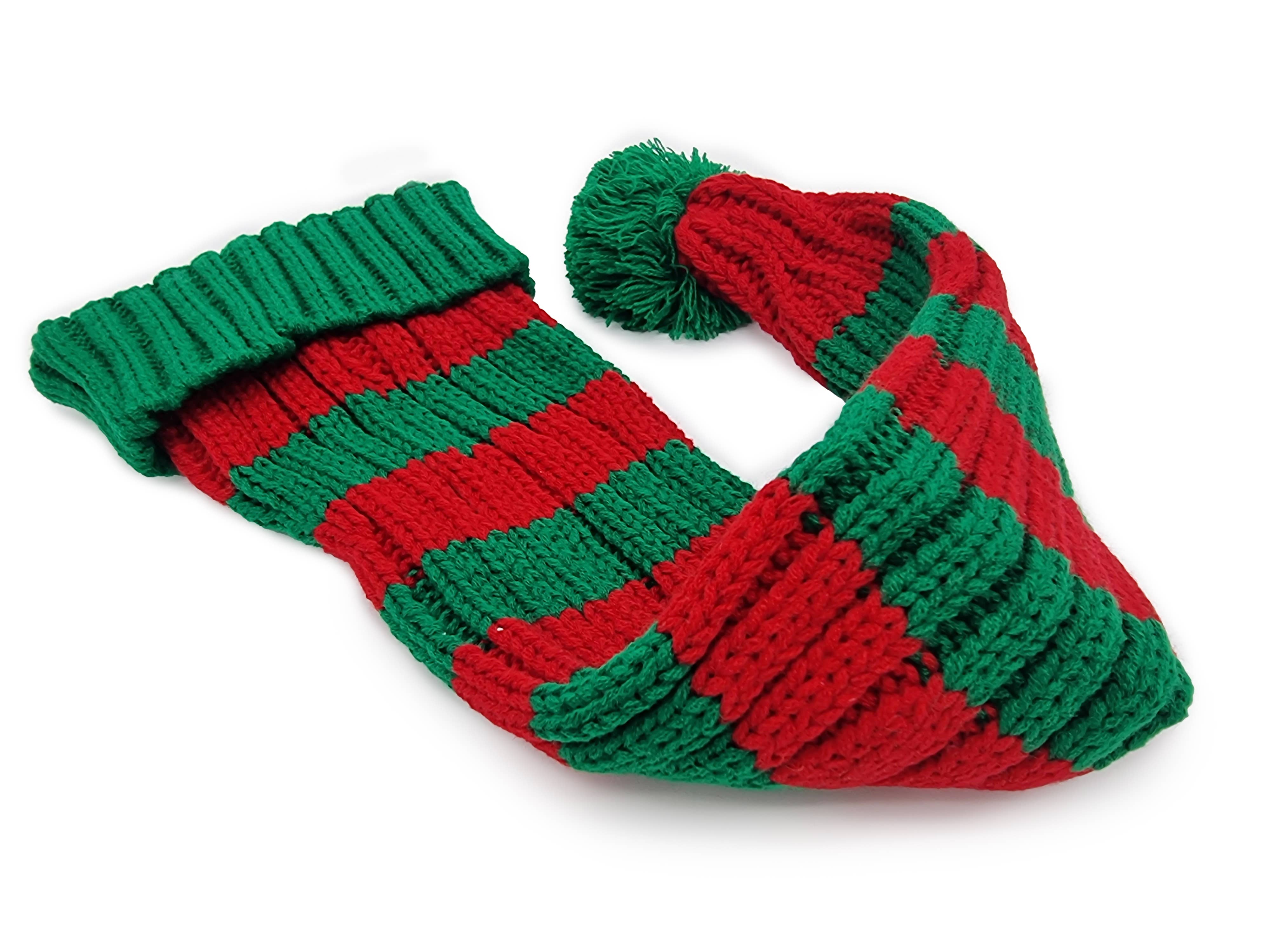 Snazzy Santa – wholesale Beanie – Unisex – Coarse Knitted Santa Hat - Green and Red Stripes3