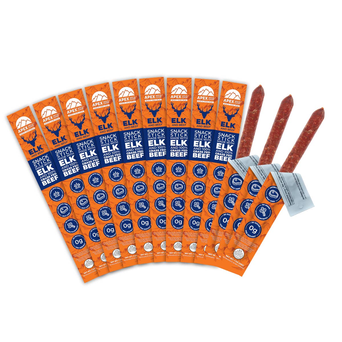 Farmers' Market Foods - Wholesale Jerky - Elk & Grass Fed Beef Snack Sticks - Caddy of 121