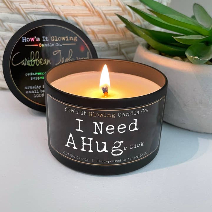 How's It Glowing Candle Co. - Wholesale Travel Candles - I Need A Hug(e Dick) | Fun, Naughty & Sassy 100% Soy Candle