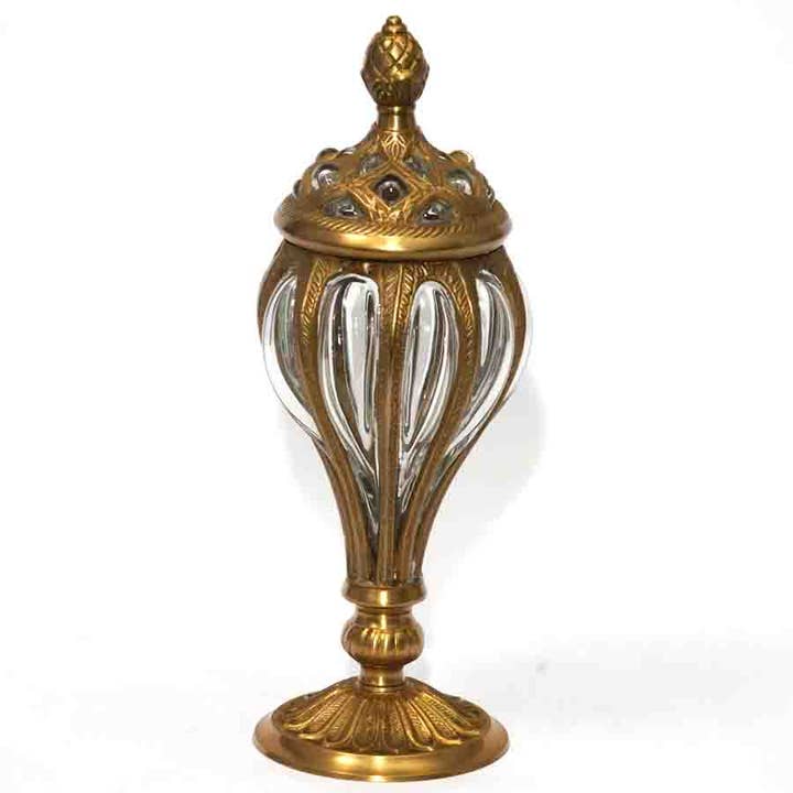 Decorative Brass and Glass jar with unique design for wholesale by R. Expo/Song of India