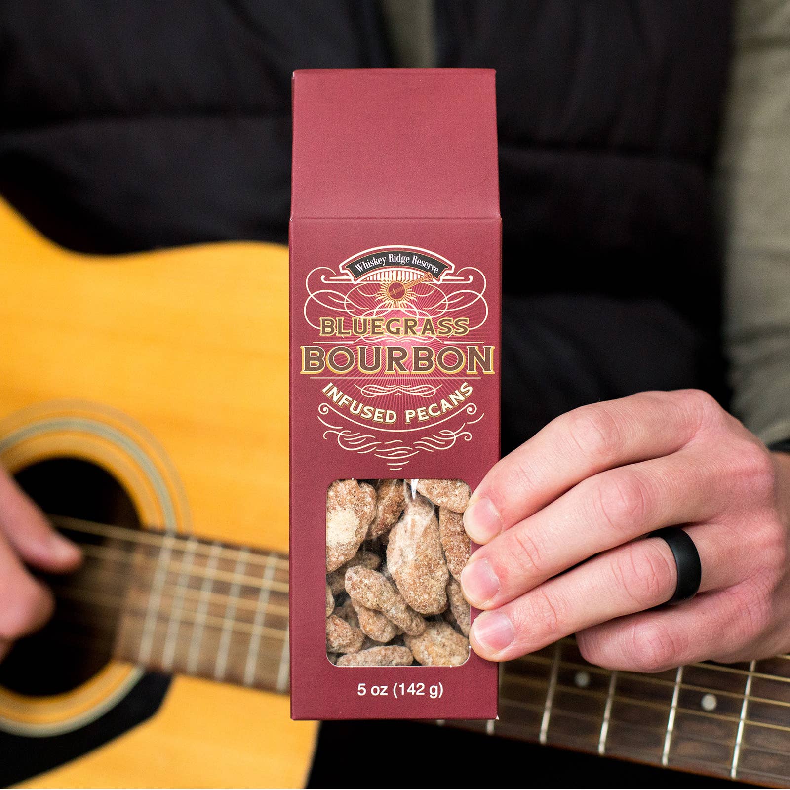 Damn, Man Snacks - Wholesale Nuts - Bluegrass Original Bourbon Pecans 5 oz. Box Whiskey Infused2
