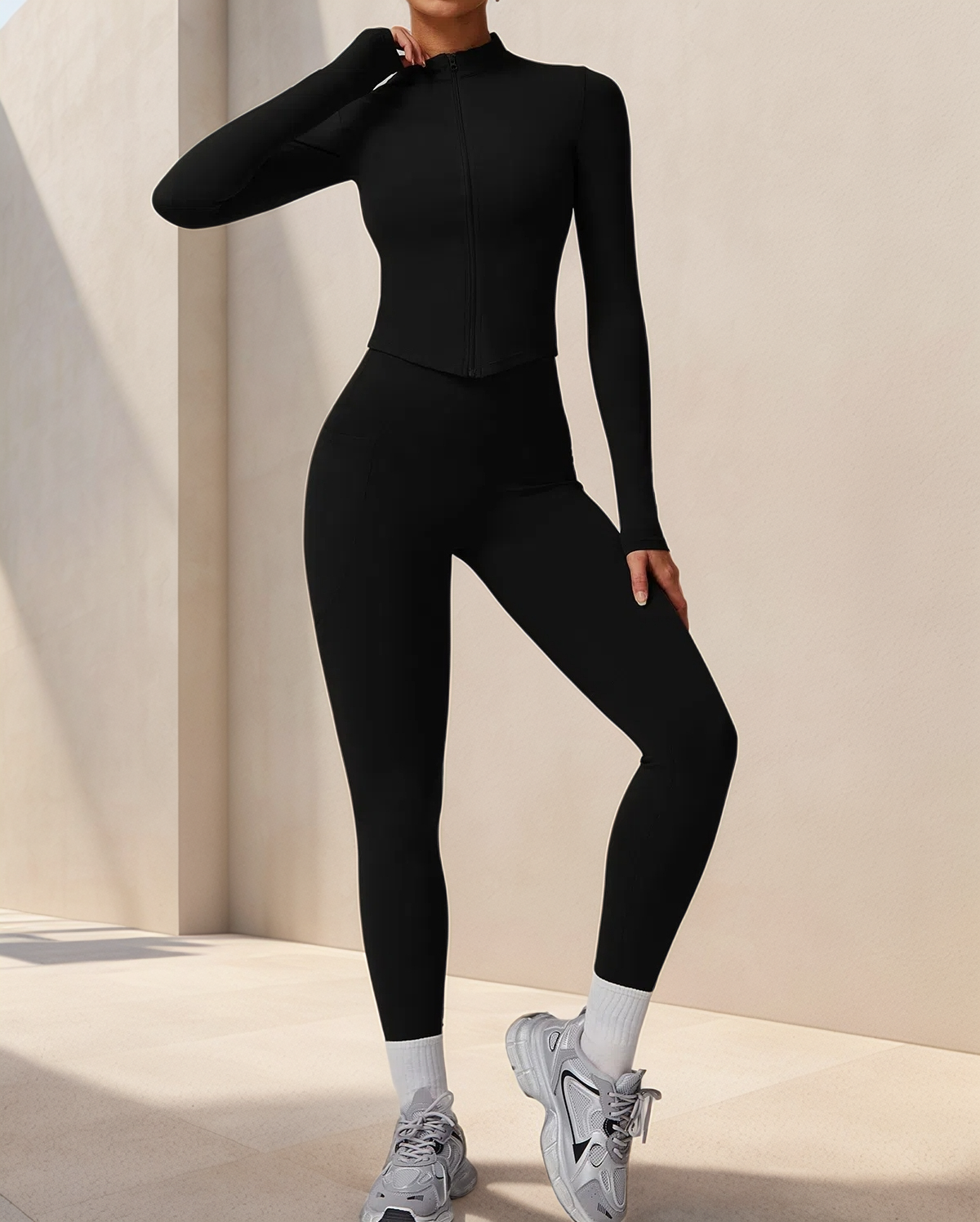 Crave by FW - Wholesale Activewear Set - Women's - Solid Yoga Set With Sports Jacket and Legging8