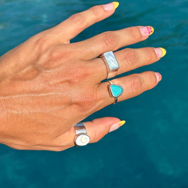 The Salty Gem - Wholesale Single Stone/Solitaire Ring - Savannah Ring - Mother of Pearl (Handmade)2