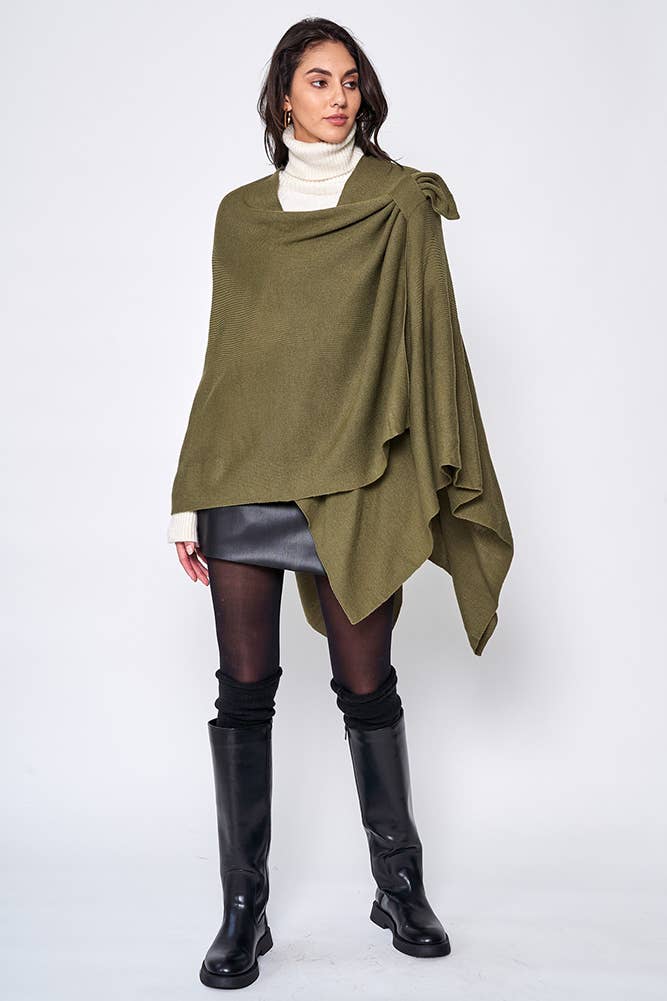 Hana - Venta al por mayor Poncho - Mujer - Ruana sólida con correa para el hombro54