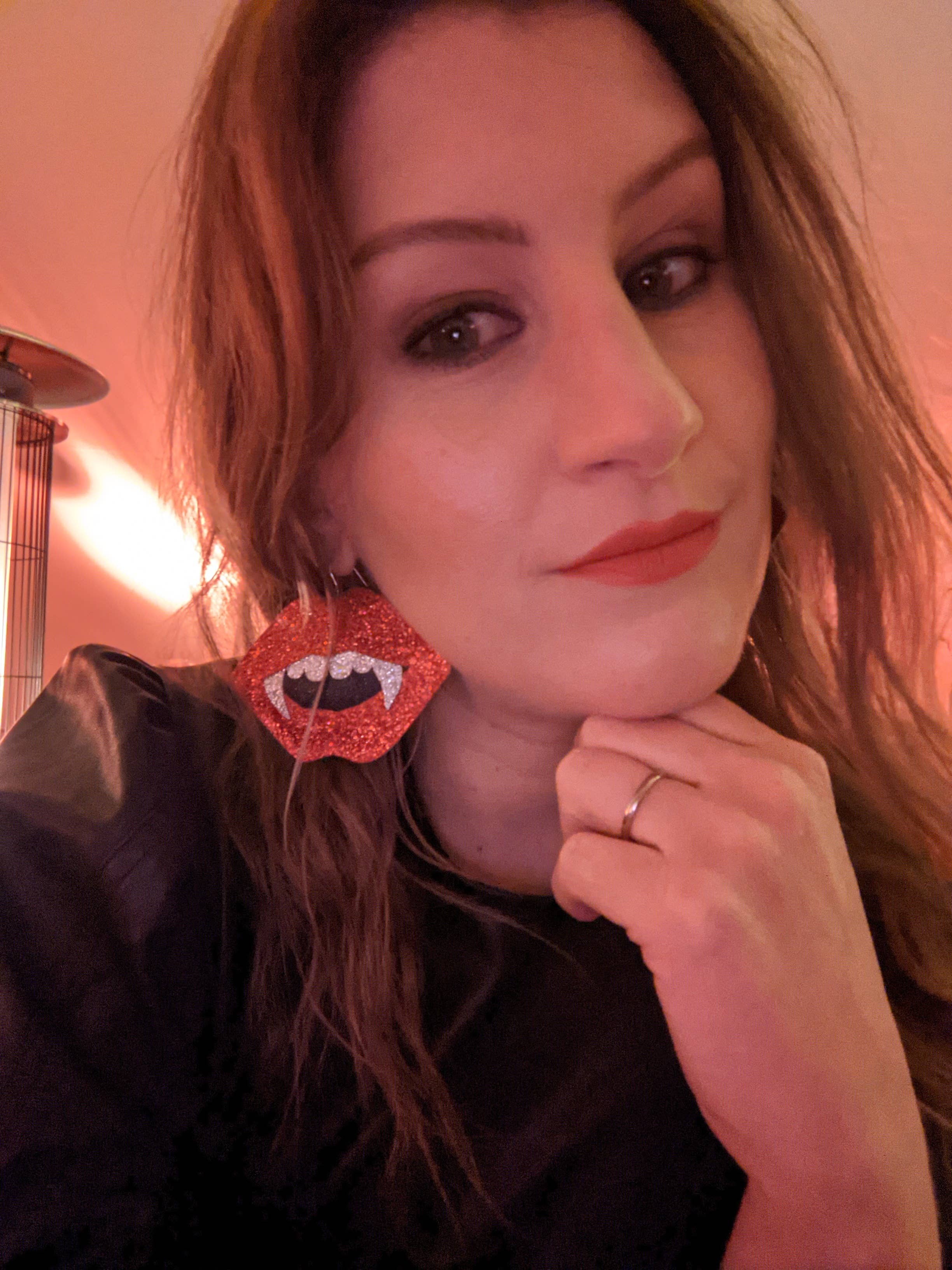 All The Discos - Wholesale Dangle Earrings - Red Vampire Fang Halloween Dangle Earrings1