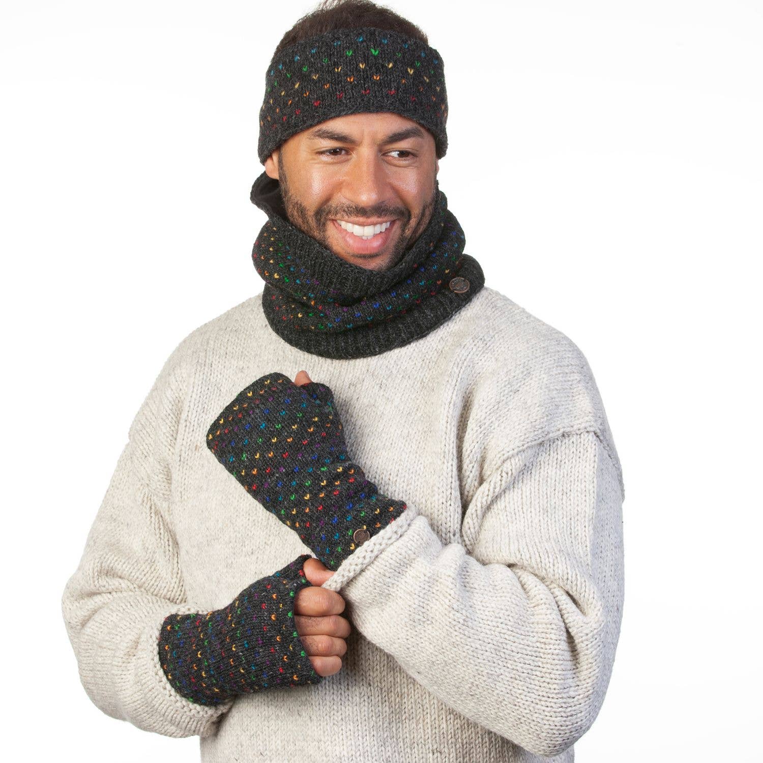 Black Yak Ltd - Wholesale Balaclava - Women's - Rainbow Tick Snood - Hand Knitted Wool - Fair Trade4