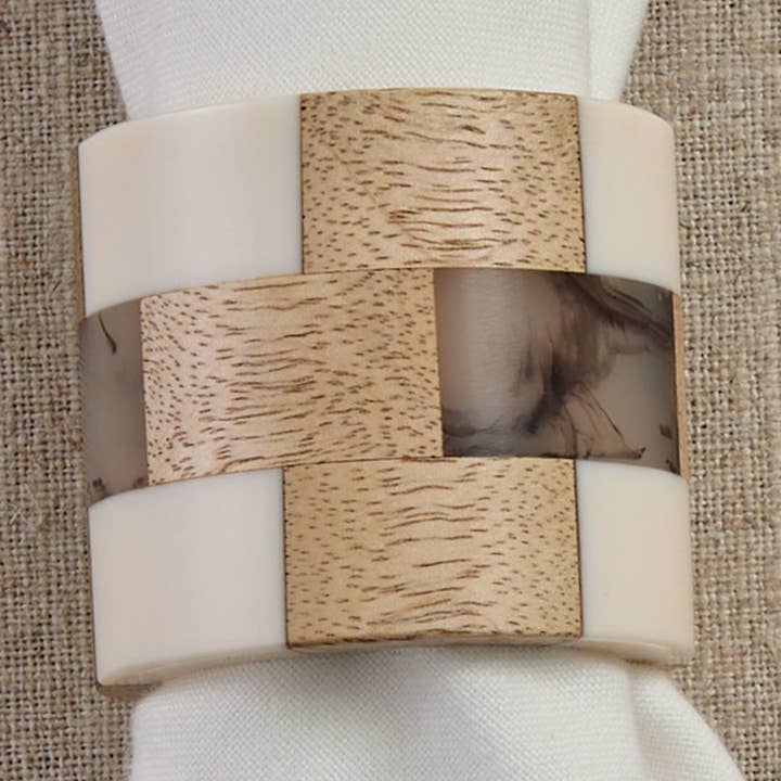 Mosaic Cuff Wood Napkin Ring for wholesale by Split P