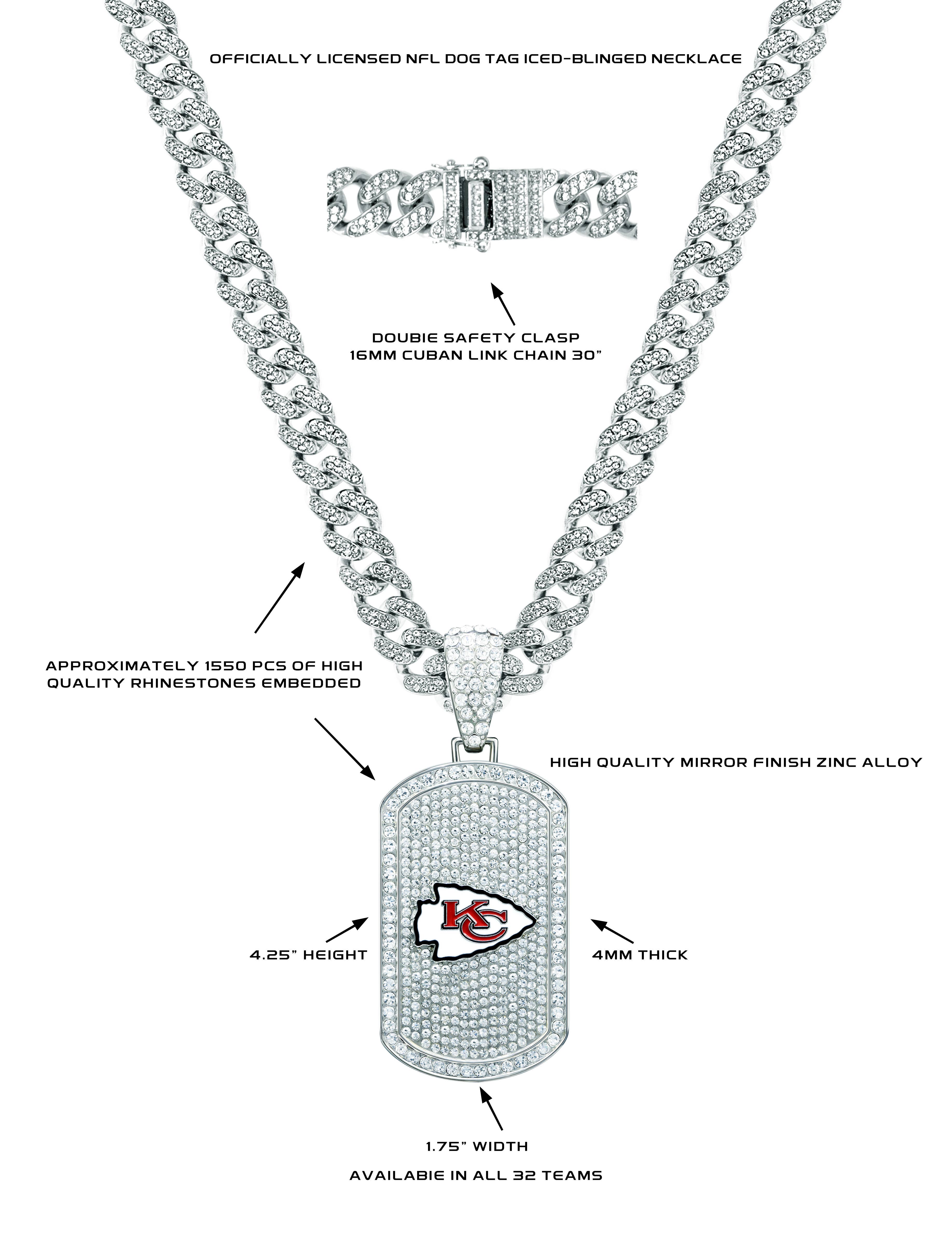 Simran International – Großhandel Kette mit Anhänger/Charm – NFL Kansas City Chiefs Bling Hundemarken-Halskette2