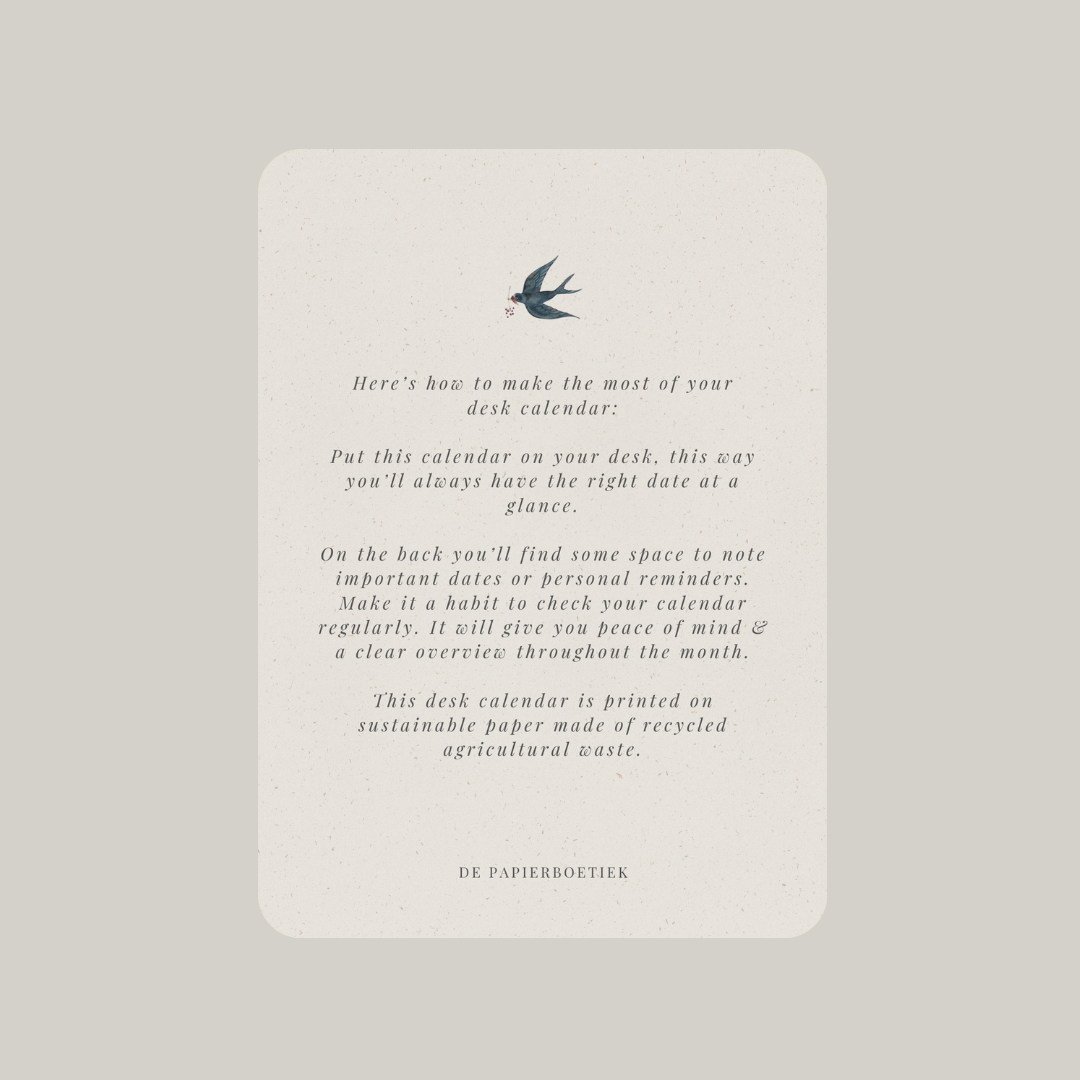 De Papierboetiek - Wholesale Calendar - Desk calendar 20263