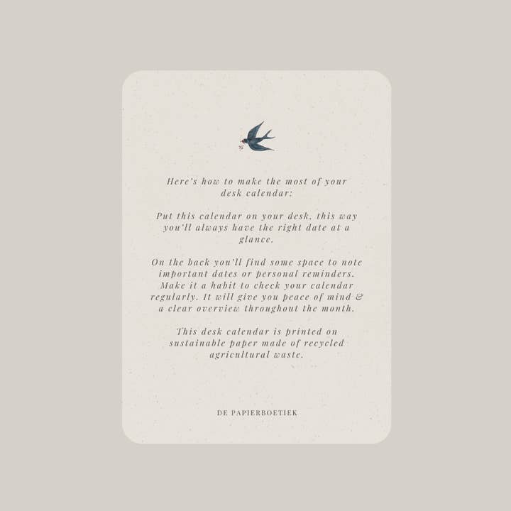 De Papierboetiek - Wholesale Calendar - Desk calendar 20263