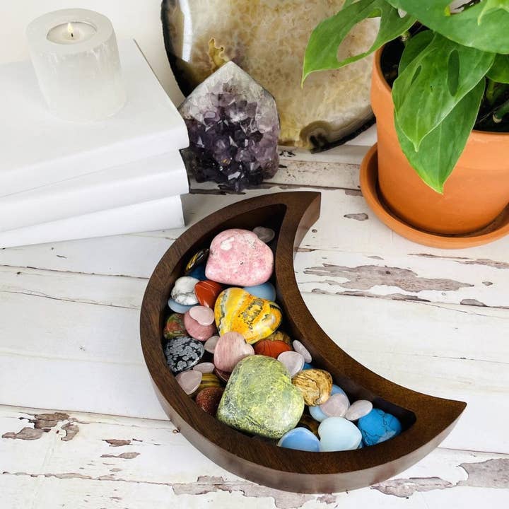 Rock Paradise - Wholesale Decorative tray - Moon Tray - Crystal Collector Display Organizer Crescent (K13