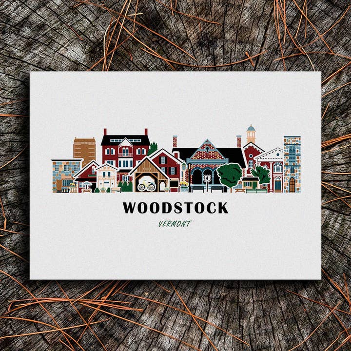 Woodstock Vermont Cityscape Print for wholesale by Soijen Illustrations