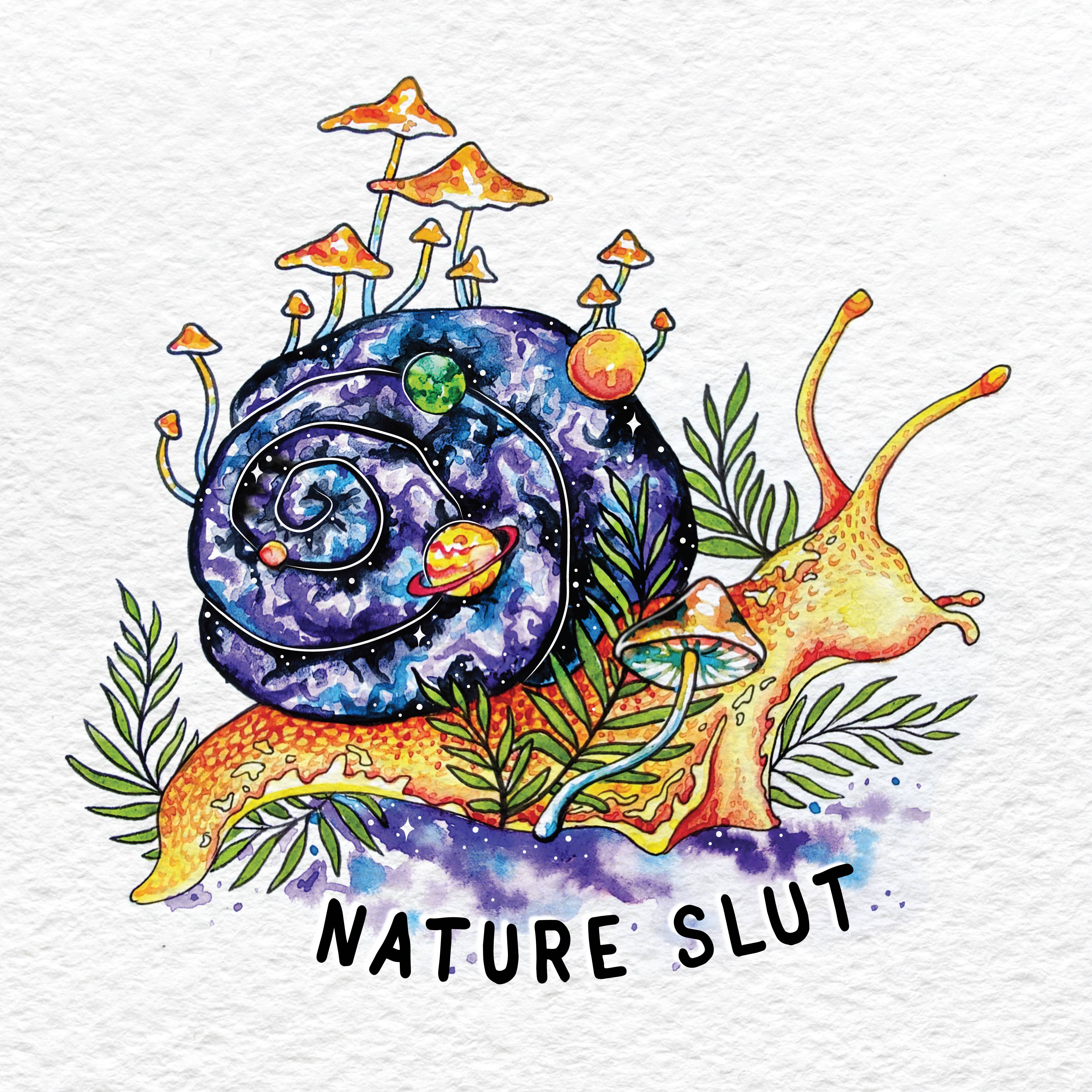 Crafted from Scratch – wholesale Art print – Nature Slut - Mini Print - Forest Snail Galaxy Mushroom Slug2