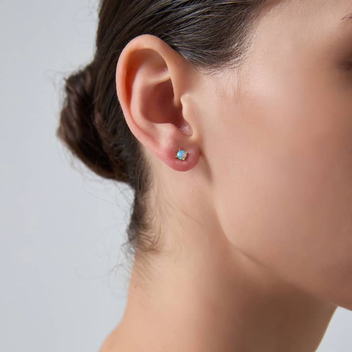 Perimade & Co. LLC - Wholesale Stud/Post Earrings - Dainty Tiny Small Opal Stud Earrings in 925 Sterling Silver1