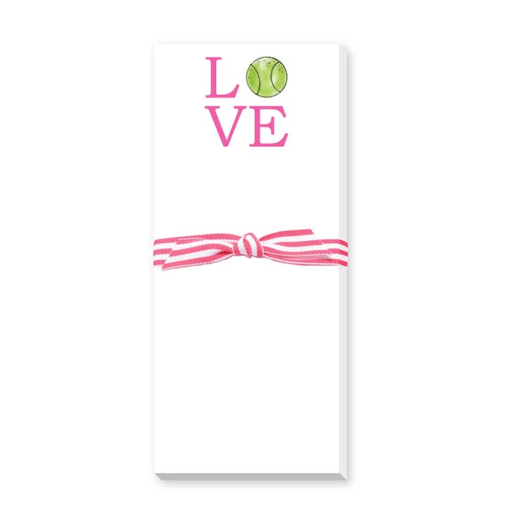 LOVE TENNIS SKINNIE NOTEPAD for wholesale by Donovan Designs