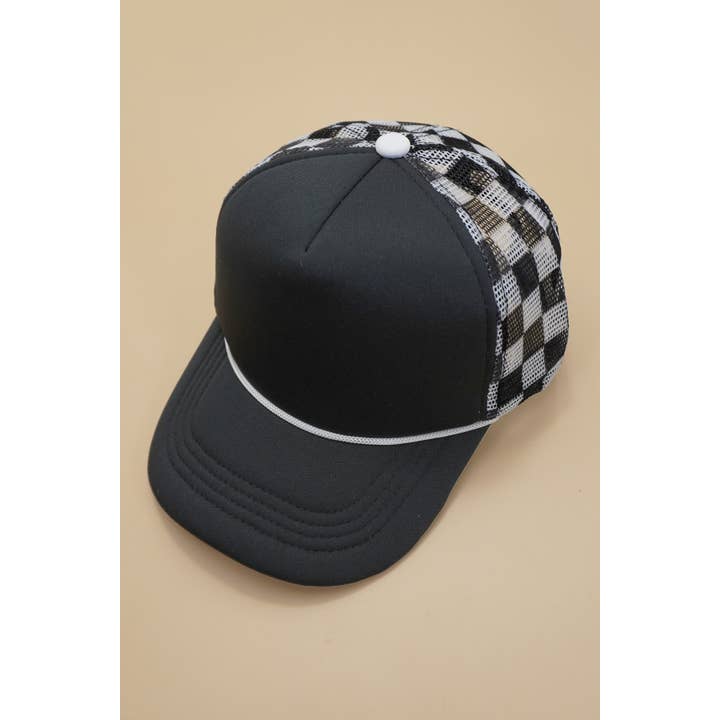 JOSSLYN by wall to wall - Wholesale Trucker Hat - Women's - TRUCKER HAT CHECKER FOAM FRONT MESH BACK CAP | 40HW726