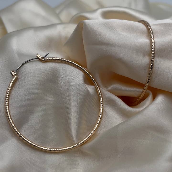 Howard's - Wholesale Hoop Earrings - Large Textured Hoop Earrings