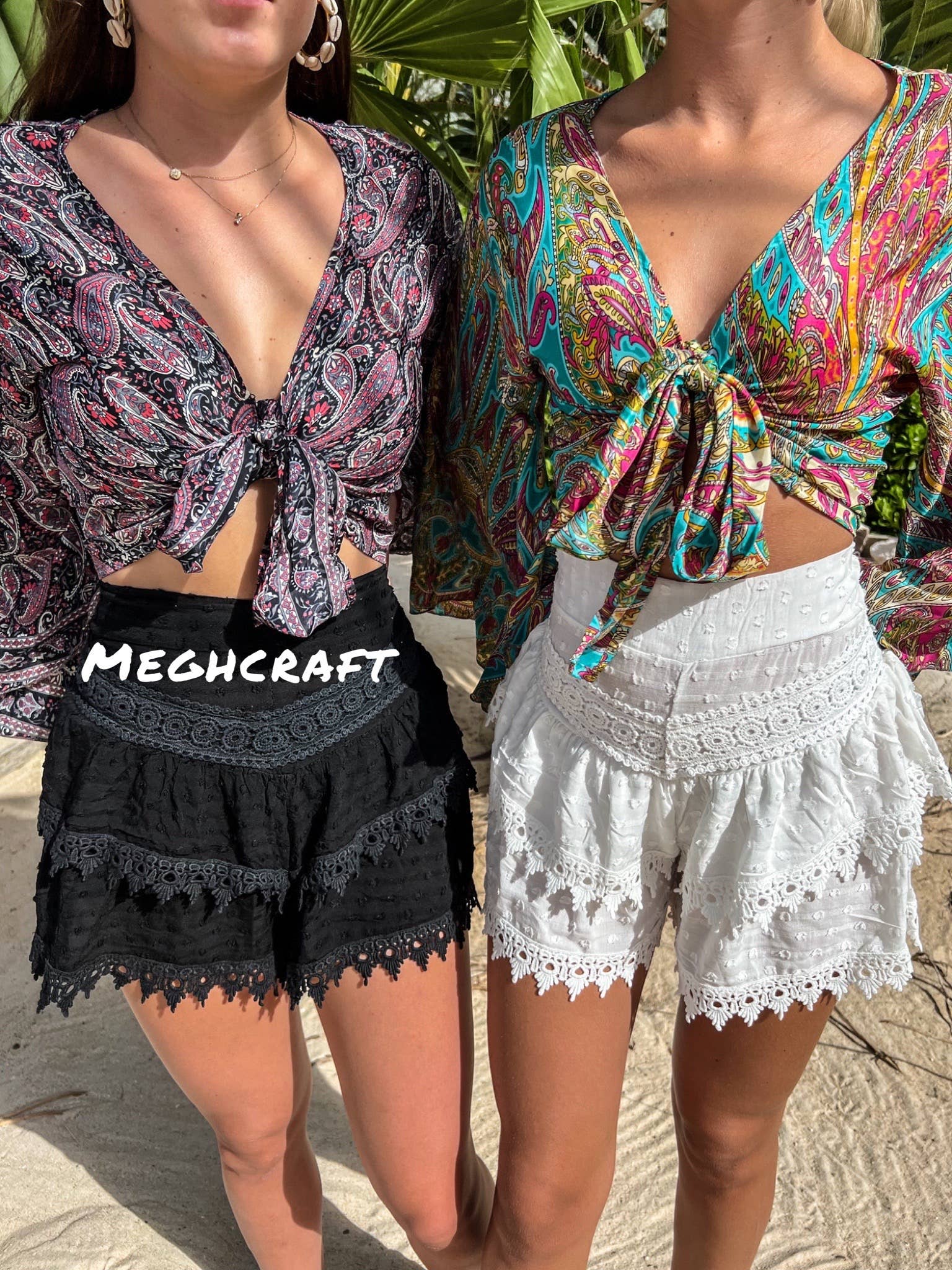 Meghcraft – Engroshandel Bluse - Dame – Silketop med klokkeærmer og bindebånd5