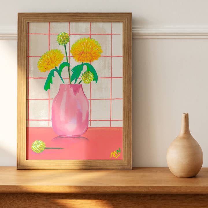 Originalmaleri - Dahlia Buket for engroshandel hos Hello couleur