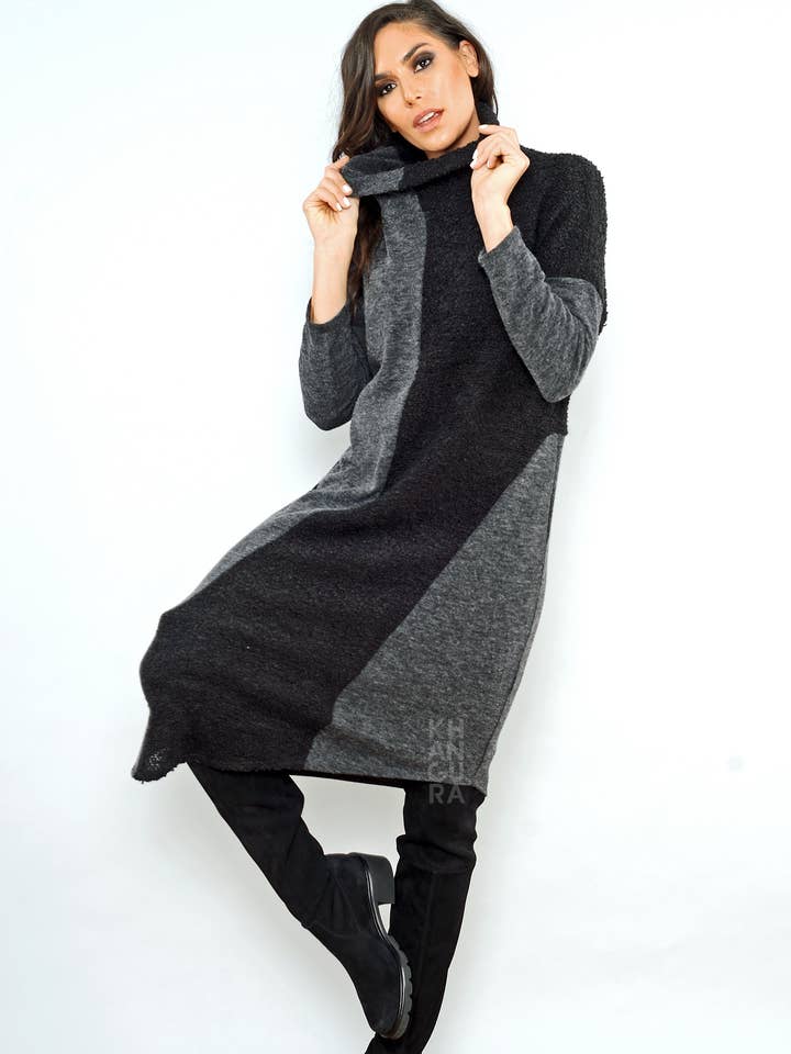 Wave Suave Dress - charcoal nero for wholesale by Khangura