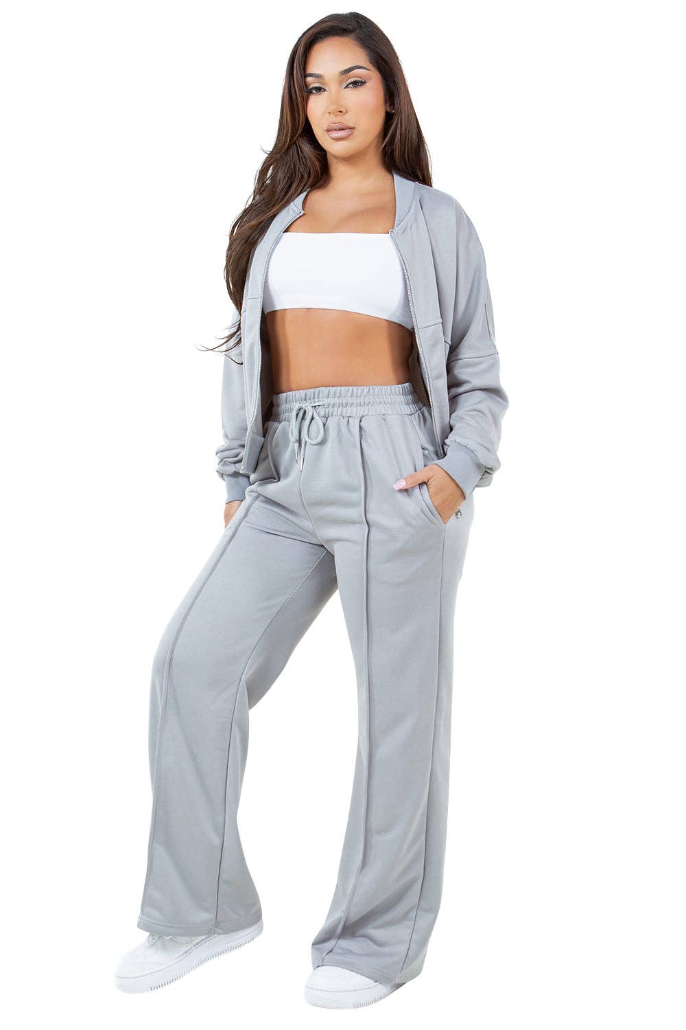 By Claude – wholesale Activewear set – Women′s – WOMEN FASHION ZIP SWEATSUITS PANT SET4