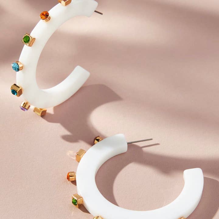 City Girl Jewel Hoop - White Multicolor for wholesale by Smith and Co. Design