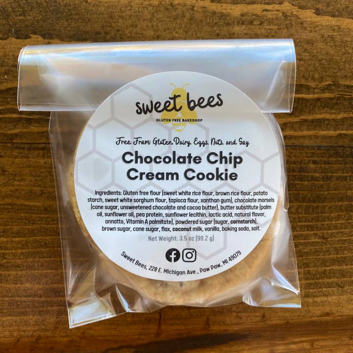 Vegan Chocolate Chip Cream Cookie for wholesale by Sweet Bees