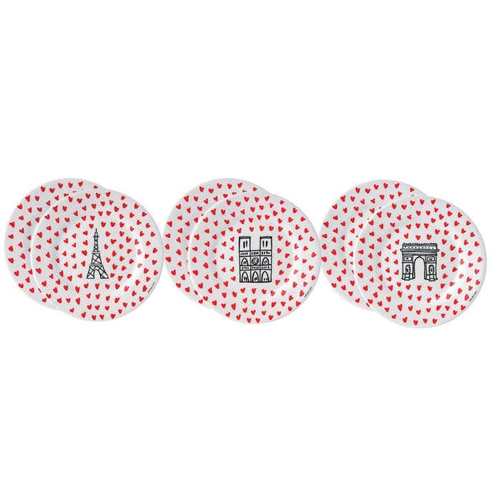 SB920AS Set of dessert plate Paris "PICTO" for wholesale by Petit Jour Paris