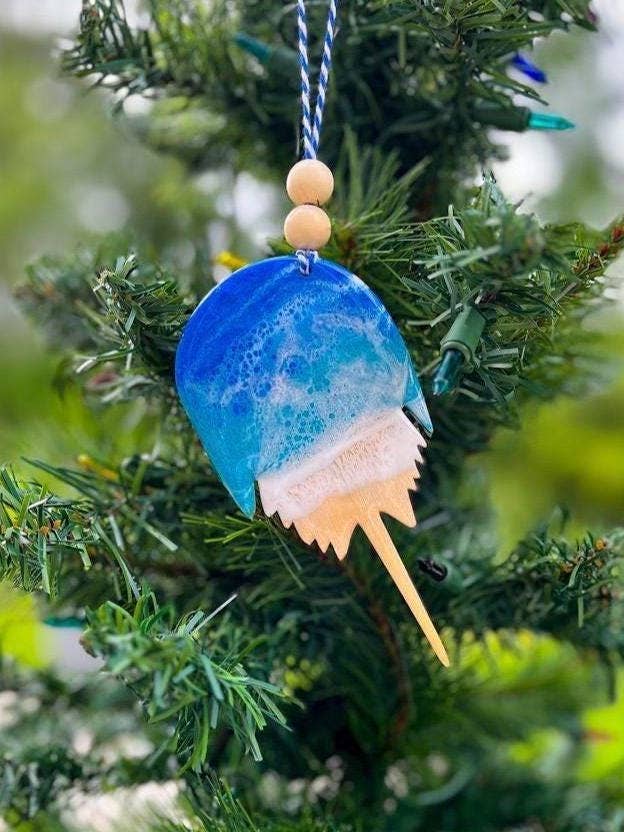 Horseshoe Crab Ocean Resin Ornament for wholesale by NMinnick Designs