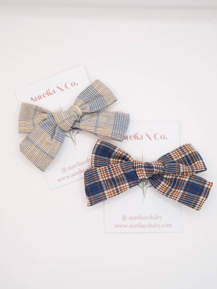 Laço de Cabelo Infantil Tartan por atacado de Aurelia & Co. Baby