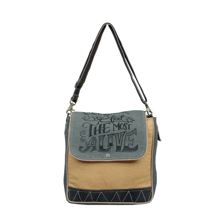 Kido schoudertas van canvas en leer voor dames voor wholesale door Hopofly Bags