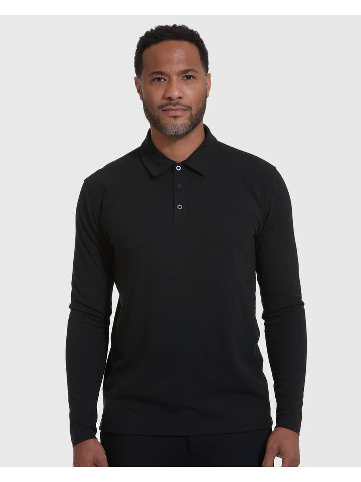 True Classic - Wholesale Polo - Men's - Black Long Sleeve Polo #2