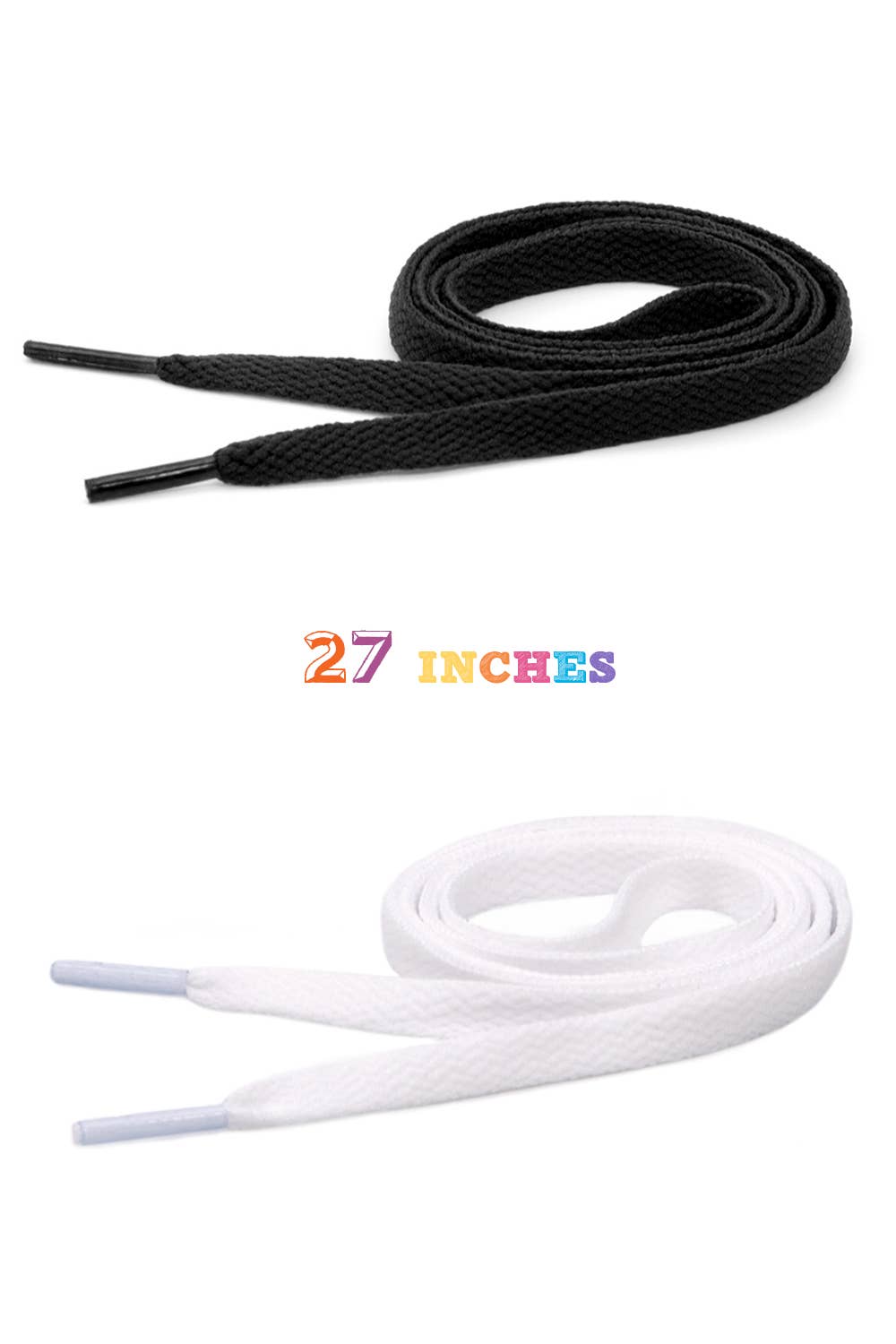 KC Factory - Wholesale Shoelaces - Unisex - Shoe laces (Thin BK & WH 27in)2