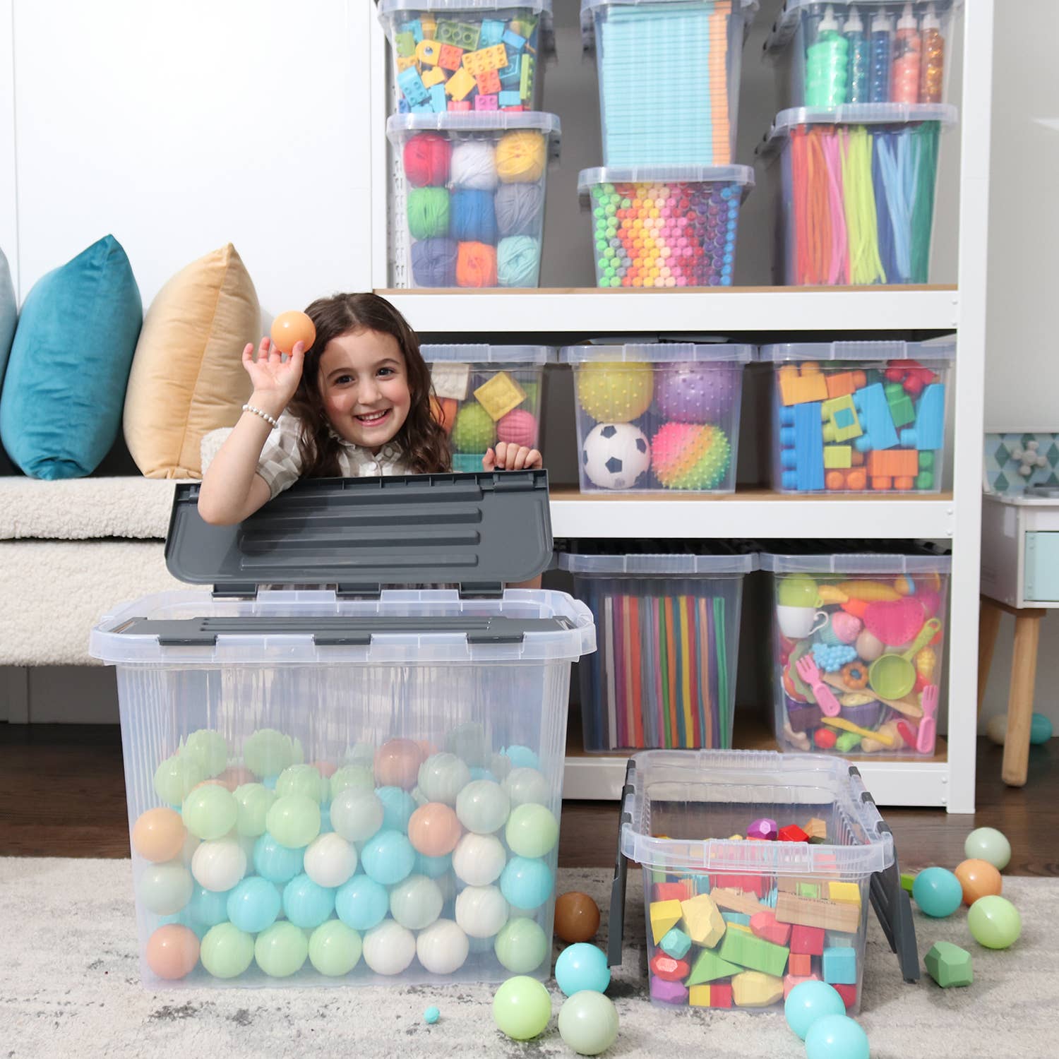 Superio Brand - Wholesale Storage Bin - Superio Hinged Lid Storage Container, Closet Organizer 50L10