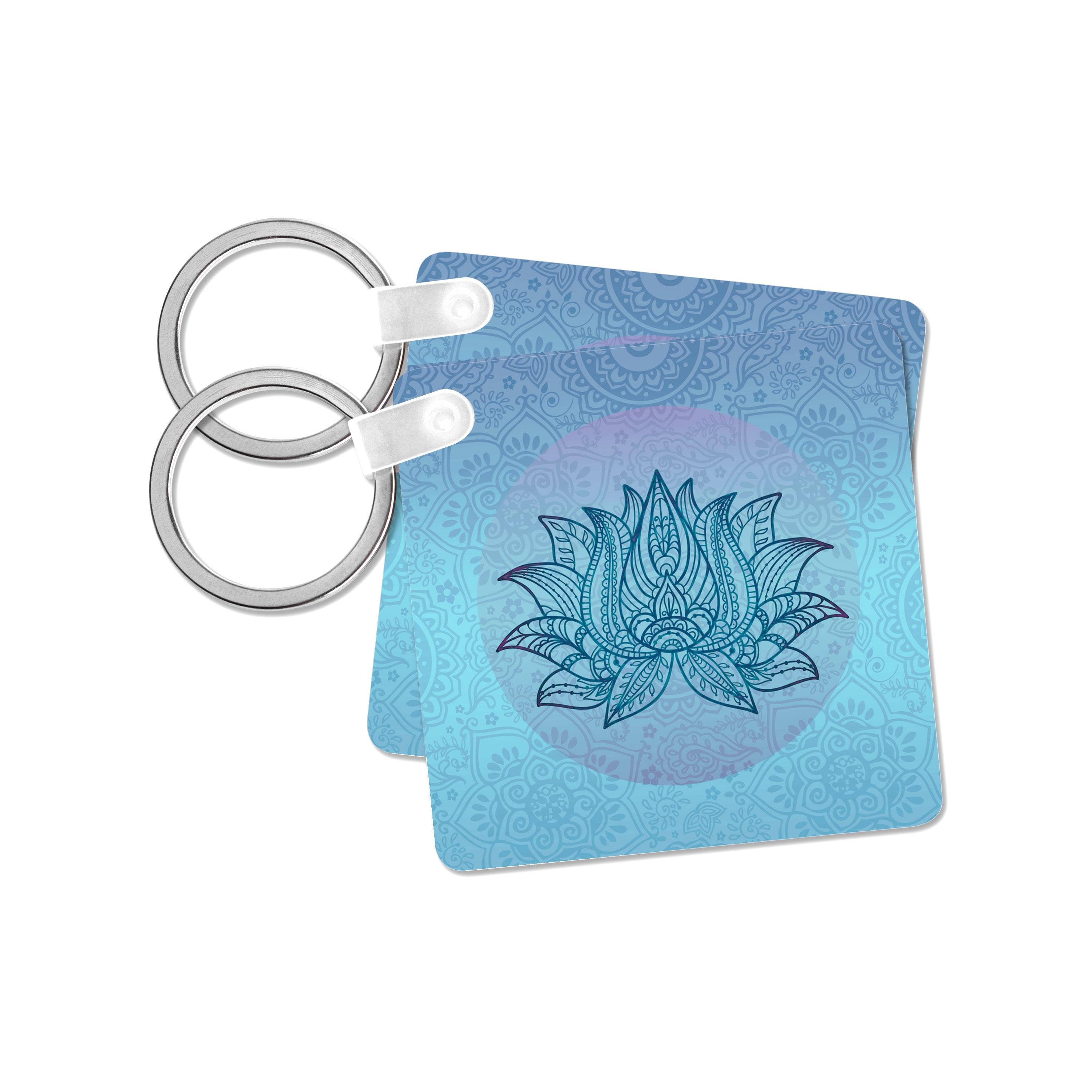 3dRose - Wholesale Keychain - Unisex - 3dRose, Lotus Flower Symbol Illustration Light Blue Aqua Tones, Key Chain7