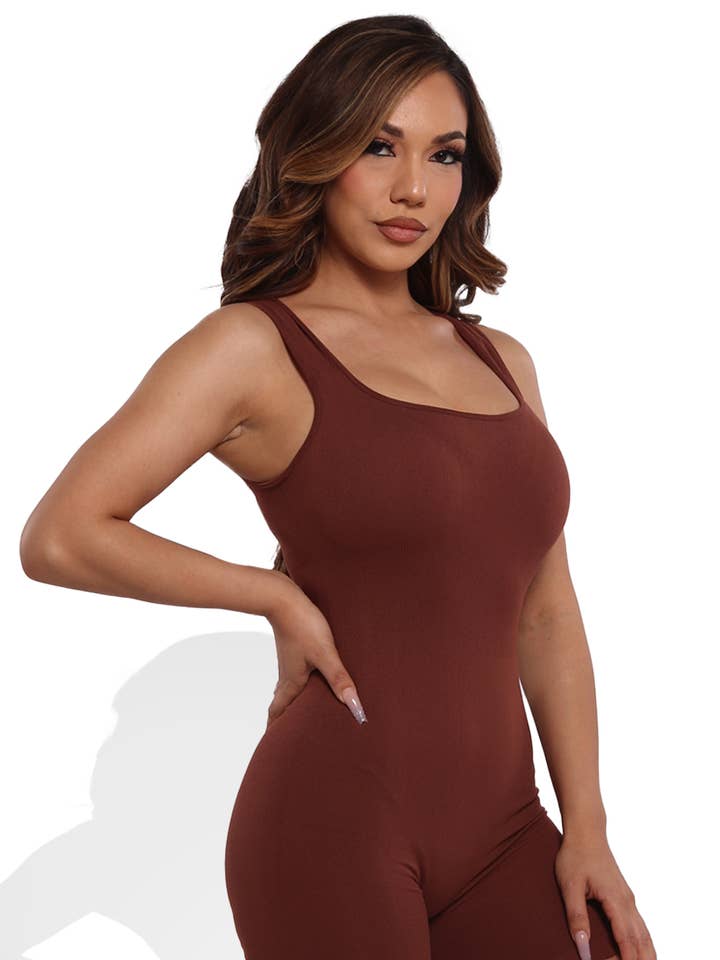 Womens Seamless Rib Knit Romper Bodysuit for wholesale by REDFINCH APPAREL INC