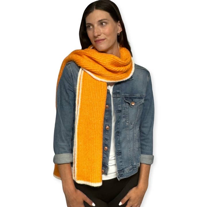 Humble Hilo - Wholesale Scarf - Women's - Humble Hilo Knitted Soft Scarf, Fine Knitted with White Trim42