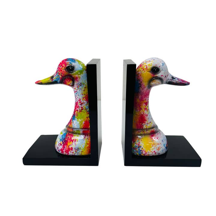 Bookend-Paint Splash Duck Set of 2 for wholesale by Supreme Housewares