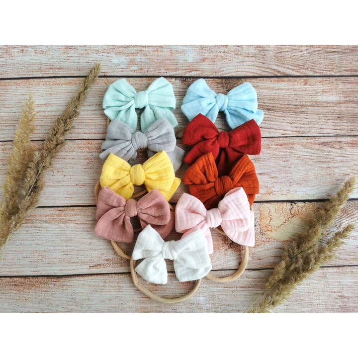 Pastel Baby - Wholesale Hair Bow - Kids - Classic Large Cotton Headband Bow/Clip/Hair band - Natural2