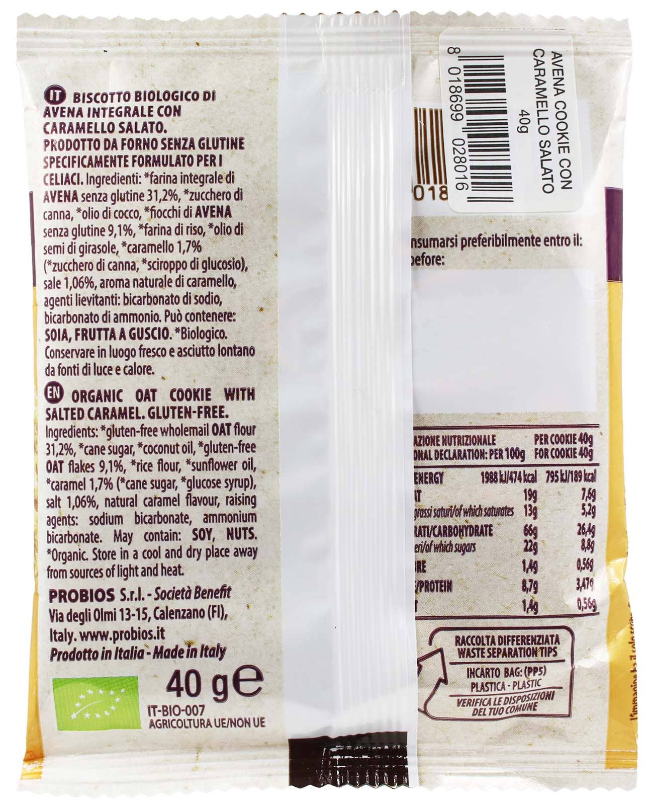 Probios - Wholesale Cookie - Organic salted caramel gluten-free oat cookie1